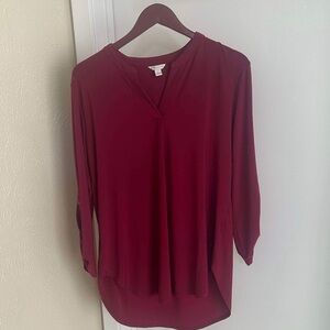 Cato Women’s Long Sleeve Blouse Maroon Large *Like New*